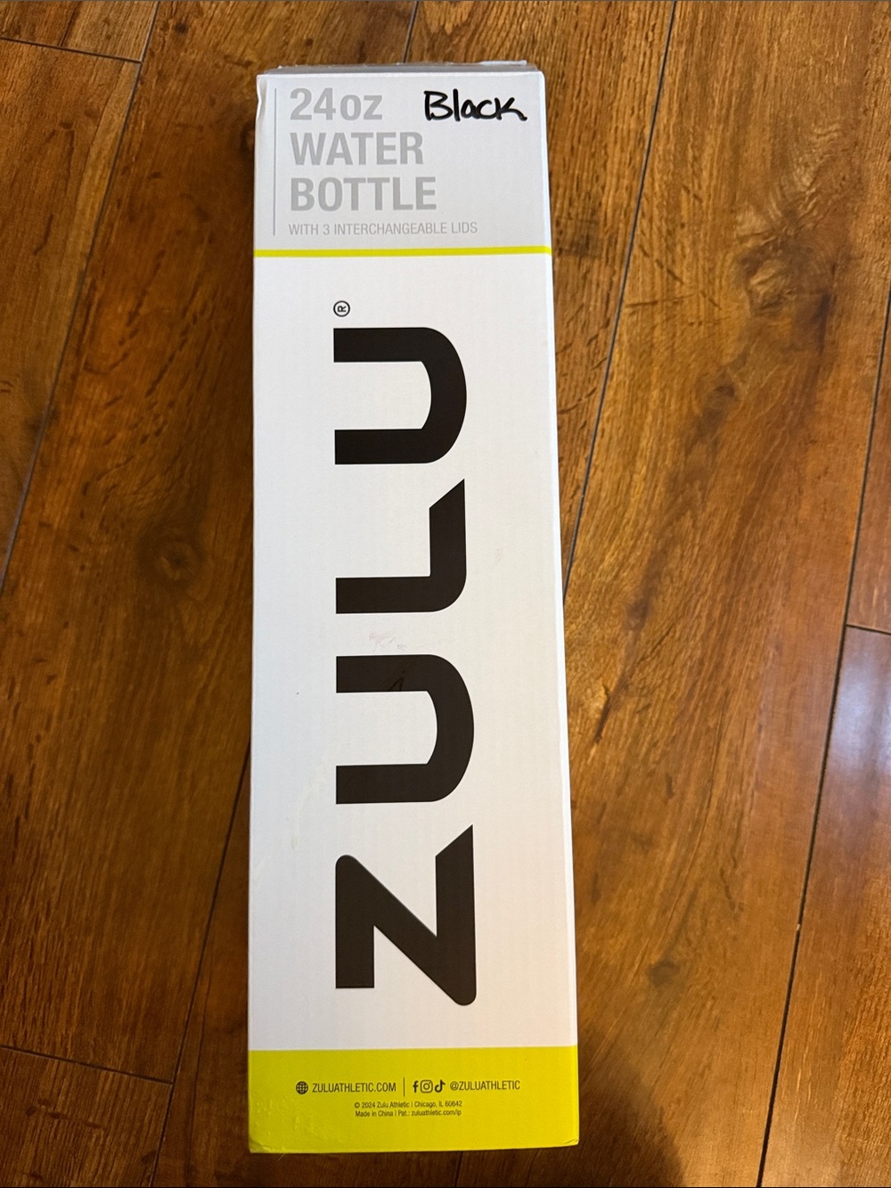 ZULU 24oz Black Water Bottle - 3 Interchangeable Lids